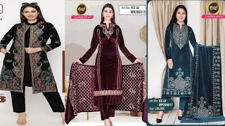 Latest collection of Velvet suits woolen kurti design  plazo kurti design fashion video [upl. by Nutsud]