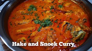 Hake and Snoek Curry served with rice and slaai fishcurry [upl. by Eelek282]