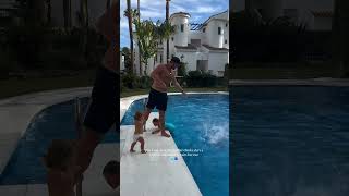 This Toddler Patiently Waits for Her Turn to Jump Into the Pool [upl. by Duj]