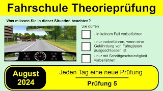 🚘 Führerschein Theorieprüfung Klasse B 🚗 August 2024  Prüfung 5 🎓📚 [upl. by Skees473]