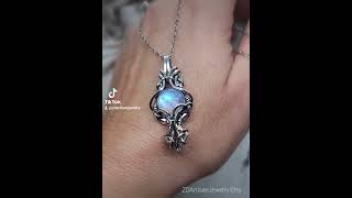 ✨️💎Hyperborea Elven fantasy staff moonstone handmade talisman pendant necklace [upl. by Medlin]