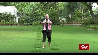 PM Modi posts fitness video of his morning exercise amp yoga [upl. by Hekking]