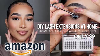 DIY LASH EXTENSIONS AT HOME  AMAZON INDIVIDUAL EYELASHES TUTORIAL 9 [upl. by Ellita]