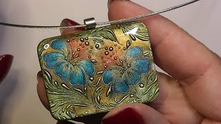 Beautiful Romantic Polymer Clay Pendant With Mica Powder Painting Technique [upl. by Etteuqram]