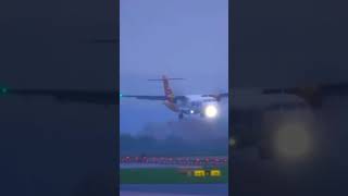 BIG SAVE from Aurigny Pilots landing during Storm Ashley into Manchester [upl. by Yerahcaz983]