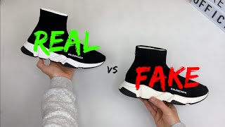 REAL VS FAKE BALENCIAGA SPEED TRAINER SPEED SOCK COMPARISON [upl. by Kristofor]