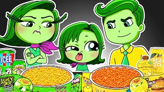 Inside Out 2  DISGUST Family Convenience Store YELLOW GREEN Food Mukbang Animation  ASMR [upl. by Beutler]