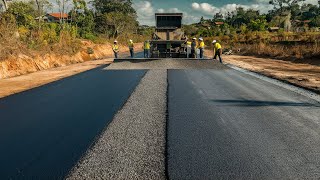 The best finish of road construction projects on a rural road specifically the chip sealing process [upl. by Akinit]