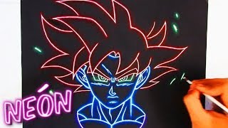 CÓMO HACER EL EFECTO NEÓN CON LÁPICES DE COLORES  Goku Ssj Dios [upl. by Ash572]