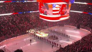 CHICAGO BLACKHAWKS NATIONAL ANTHEM CONNOR BEDARD HOME OPENER 202324 VS VGK 10212023 UNITED CENTER [upl. by Glanti]