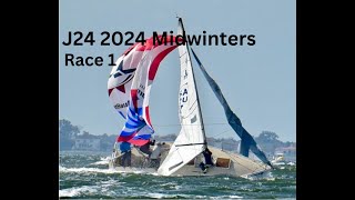 J24 2024 Midwinters Race 1 Heavy air racing 30 gusting to 40 knots with onboard crew discussion [upl. by Ellynn623]