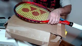 How to Stencil a Logo on your Tennis Strings  Yonex Vcore 98 [upl. by Ahsiled]