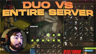 25000 HOUR  DUO ONLINE RAIDS WHILE FIGHTING ENTIRE SERVER IN RUST [upl. by Hildie]