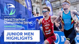 2023 World Triathlon Championship Series Hamburg  Junior Mens Race Highlights [upl. by Isidor298]