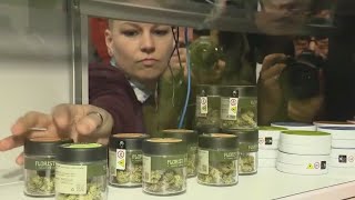 NYs first legal recreational marijuana dispensary opens in Manhattan [upl. by Irallih21]