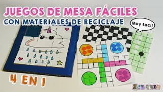 Juegos de mesa fáciles DIY  4 en 1  EcoCrea [upl. by Legnalos]