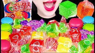 ASMR Edible Wrapping Paper Kinjo Jelly 먹는 비닐 킨조 젤리 마카롱 먹방 Mukbang Eating [upl. by Roselba]