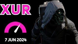 Where is XUR Today Destiny 1 D1 XUR Location and Official Inventory and Loot 7 Jun 2024 672024 [upl. by Ahsia]