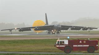 B52 bomber planes deploy to Europe emergency declared before landing safely [upl. by Onirefes62]