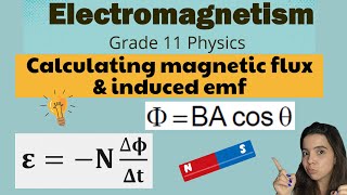 Grade 11 Electromagnetism calculations Calculating magnetic flux and induced emf [upl. by Atikat]