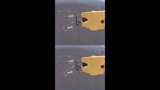 Slow Motion Capture of TASER X2 Deployment amp AntiFelon Identification Tags shorts TASER slowmo [upl. by Aihsem]