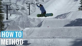 How to Method Grab on a Snowboard  Regular Methods Trick Tip [upl. by Keegan]