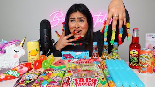 I Tried ASMR againEDIBLE CANDY NAILS Freeze Dried Candy Mukbang 먹방 [upl. by Ahs]