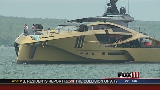 New yacht launched in Sturgeon Bay [upl. by Buckden]