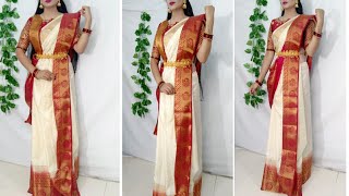 Try this Bengali Draping Style to look more BeautifulSaree Wearing New StyleHow to wear saree [upl. by Yenahc]