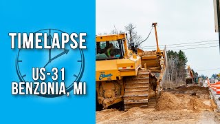 Road Construction Timelapse  US 31 Benzonia MI [upl. by Nylireg]