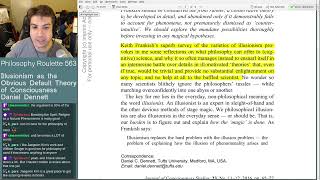 Philosophy Roulette 563  Illusionism as the Default Theory of Consciousness Daniel Dennett [upl. by Nadoj482]