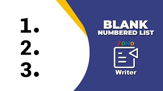 How to insert blank numbered list in Zoho Writer [upl. by Koblas]