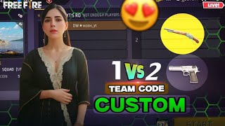 1 VS 2 CUSTOM  FREE FIRE LIVE WITH Div yt❤️‍🔥 Ffgirl divyt girllive livecustom [upl. by Esital]