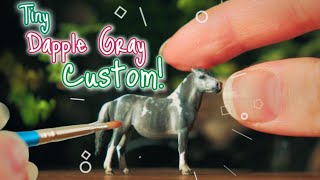 Painting a ᵀⁱⁿʸ Dapple Gray Tobiano Pony  CustomRepaint Micro Mini Resin Model Horse Tutorial [upl. by Atiuqal]