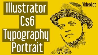 Adobe Illustrator Cs6  Typography Portrait  Bruno Mars [upl. by Aicilanna]