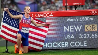 Cole Hocker pulls Olympic shocker in mens 1500m to win gold Yared Nuguse takes bronze [upl. by Hopfinger]