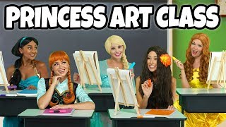 DISNEY PRINCESS ART CLASS With Moana Belle Jasmine Elsa and Anna Totally TV [upl. by Nidla]