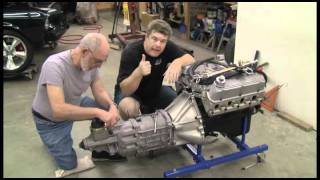 Episode 21 Part 4 Engine install with five speed in a Mustang Autorestomod [upl. by Annirac]