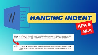 How To Create a Hanging Indent in Word for APA Format 7th Edition [upl. by Aretak830]