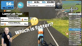 Zwift Trainer Difficulty Faster Climbing on Zwift  350W Lama Lab Test [upl. by Vinni]