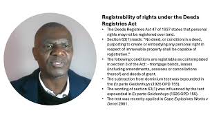 Registrability of personal rights the subtraction from dominion test  Dr PL Ndlovu [upl. by Melloney]