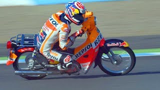 Haha FUNNIEST RACE of Marc Marquez vs Dani Pedrosa of MotoGP allowed to use to small bikes [upl. by Ceil]