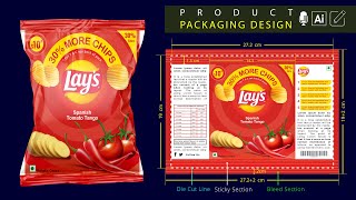 Product Packaging Design In Illustrator  How to create print ready die cut lines and bleed section [upl. by Tillfourd]