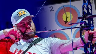 Mike Schloesser’s perfect archery final 150 points in Nimes  IndoorWorldSeries [upl. by Eitnom]