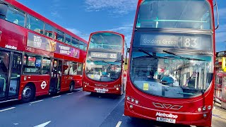 London Buses in Action at Golders Green 30072021 4K HDR [upl. by Drwde]