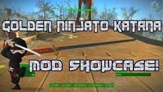 Fallout 4  Golden Ninjato Katana Mod Showcase XB1 [upl. by Kiryt190]