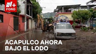 Calles llenas de grandes cantidades de lodo en Acapulco por el huracán John  Las Noticias [upl. by Ahsilak]