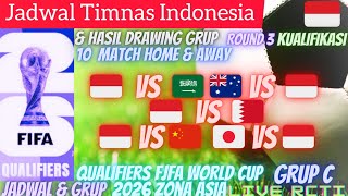 jadwal lengkap Indonesia di babak 3 kualifikasi piala dunia 2026 zona Asia amp hasil drawing grup [upl. by Shantee9]