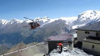 Swiss Air Zermatt Lama SA 315B Making A Impossible Landing [upl. by Neukam177]