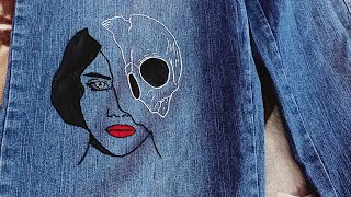 HOW TO EMBROIDER ON JEANS  EMBROIDERY FOR BEGINNERS  Lets Explore [upl. by Talia756]